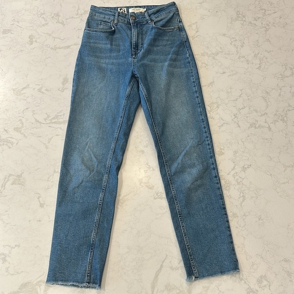 Ted Baker Morgani Straight Leg Blue Denim Jeans Raw Hem - Picture 15 of 15